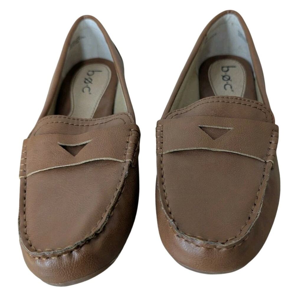 B.O.C Born Womens Loafer Size 9.5 Tan Brown Driving Moc Slip On Vegan Leather